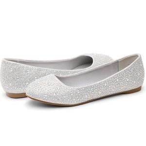 Dreampairs Silver Rhinestone Flats